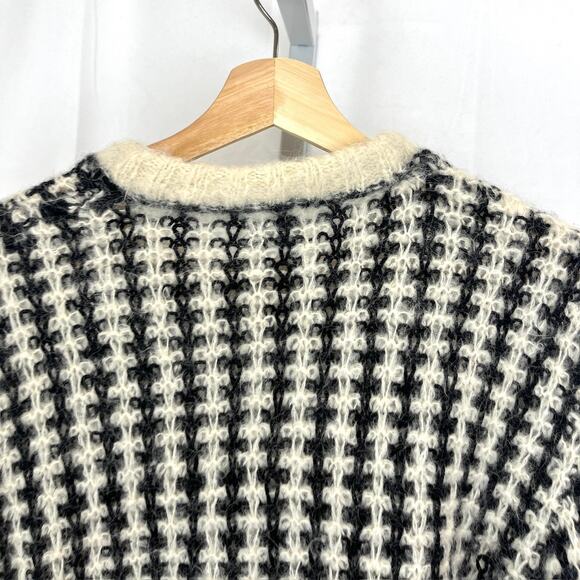 AUGDEN New York Alpaca Sweater Crew Neck Long Sleeve Pullover Black Cream S - Picture 6 of 8